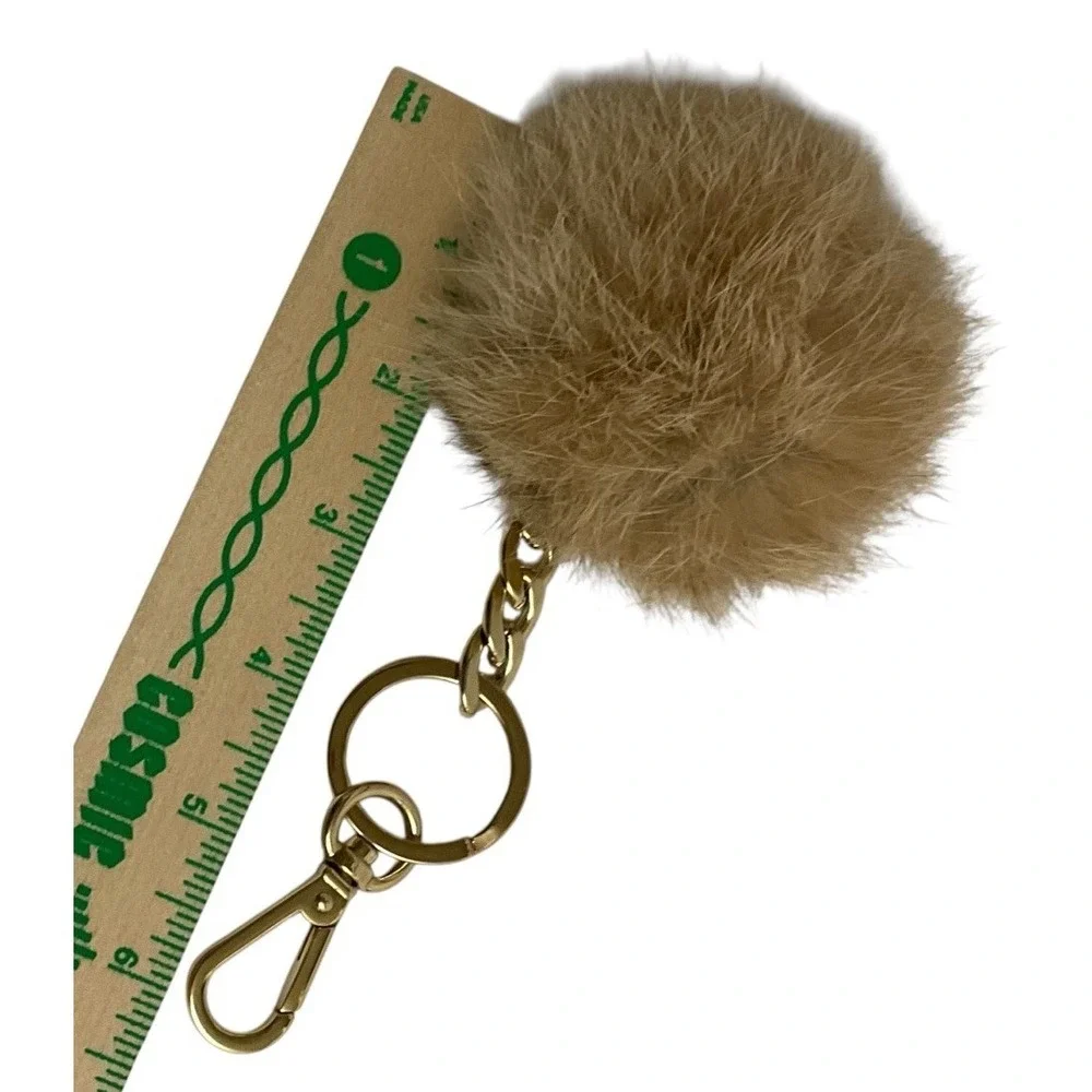 Michael Kors Pom Pom Keychain Womens Tan Gold